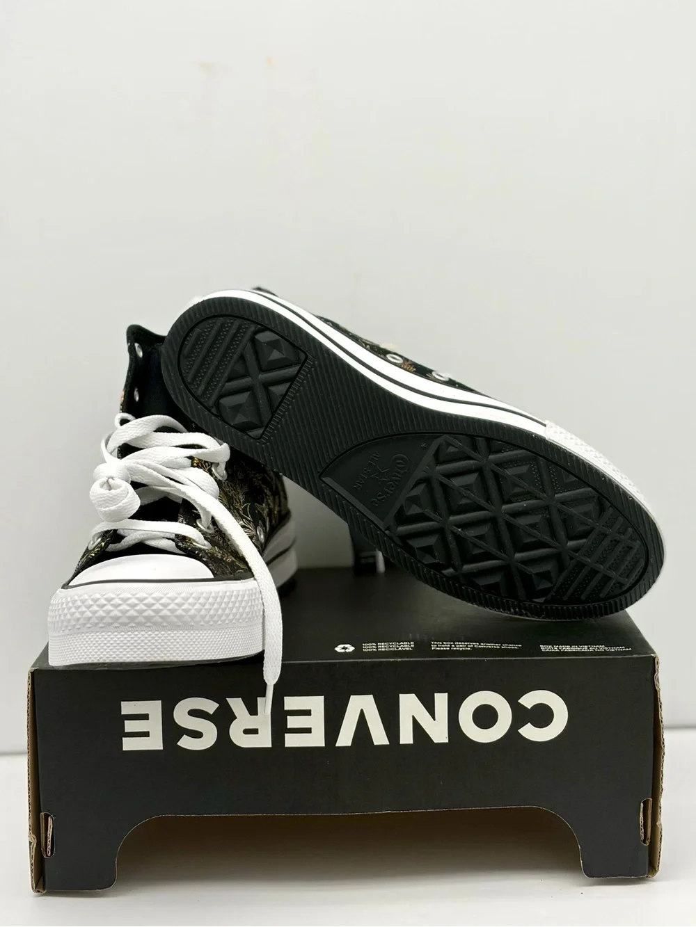 Converse Black High-Top All Star Sneakers with Gold Butterfly Print - Picture 6 of 11